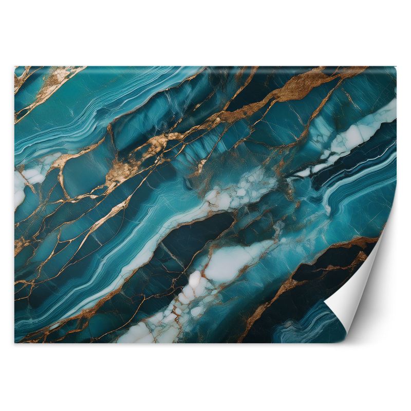 Fototapeta Feeby Turkusowy Marmur ze Złotem Tekstura 350x245 1 szt