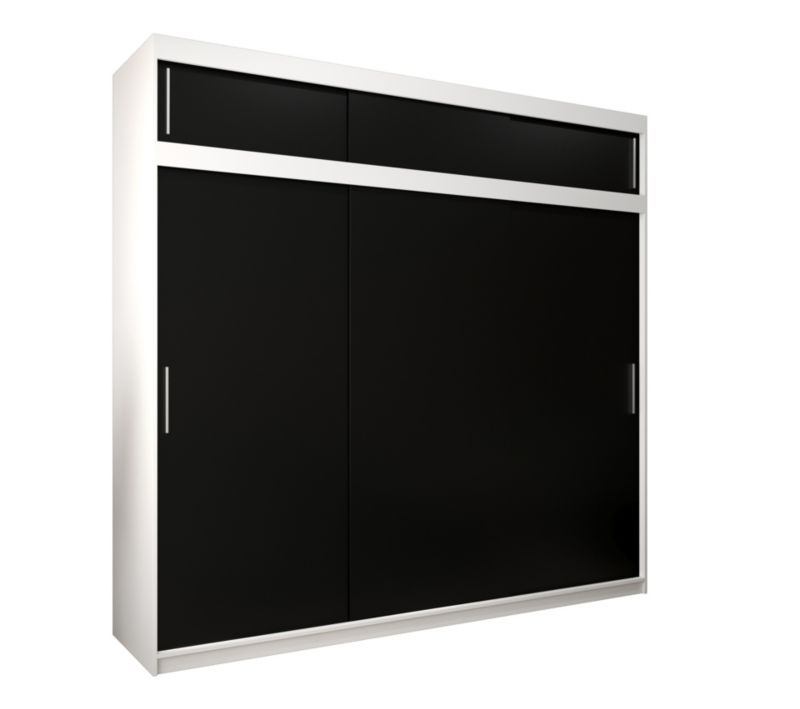 Szafa przesuwna Garderoba Abiks Tokyo 250 biały + czarny z nadstawką 1 szt.