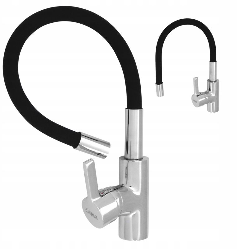 Bateria kuchenna Estiva Onda czarna wylewka elastyczna 1 szt.