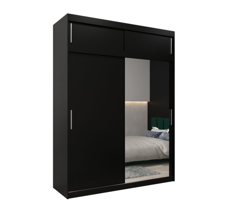 Szafa przesuwna Garderoba Abiks Tokyo 2 180 czarny + czarny z nadstawką 1 szt.