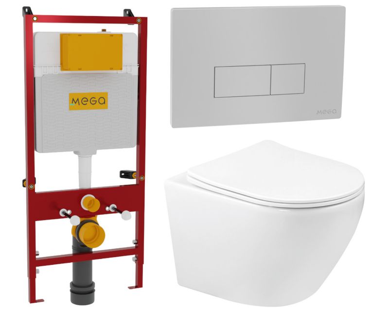 Miska Domotechnika rimless oraz stelażem, przyciskiem białym 1szt