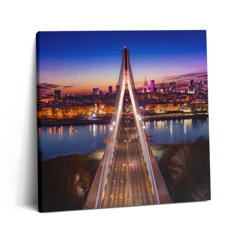 Obraz na płótnie Wallfluent 60x60 cm Most i miasto wieczorem 1 szt.