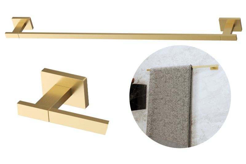 Uchwyt na ręcznik długi Granitan Caro złoto szczotkowane wieszak łazienkowy