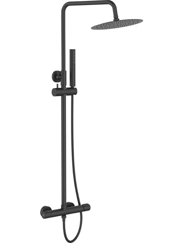 Zestaw prysznicowy Laveo Pretto czarny mat deszczownica regulowana wys. ścienny 1 szt.