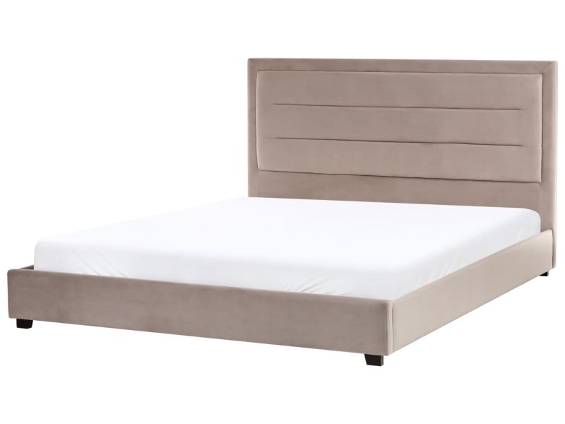Łóżko Welur Rouen 180 x 200 cm Beżowoszary 1 szt.