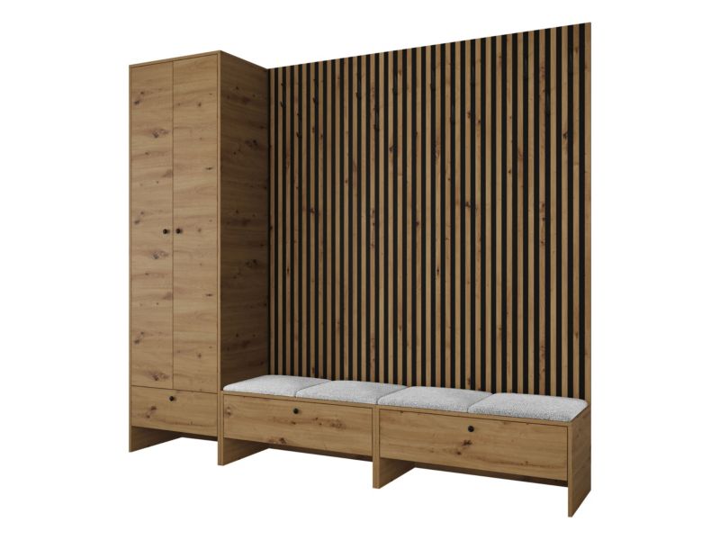 Garderoba MIRJAN 24 Balma VI dąb artisan/czarny/szara bukla 1 kpl.