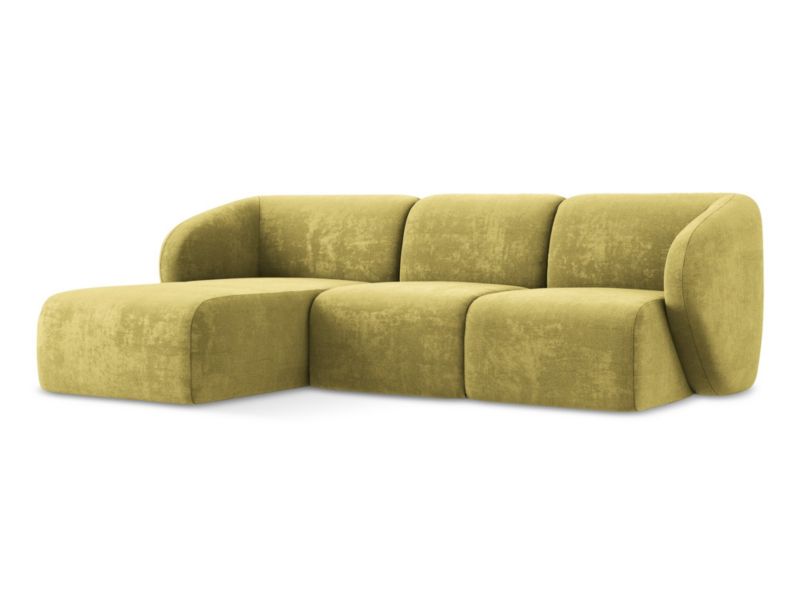 Narożnik lewostronny LaMiaSofa CERVO z tkaniny szenilowej 248x166 cm limonkowy 1 szt.