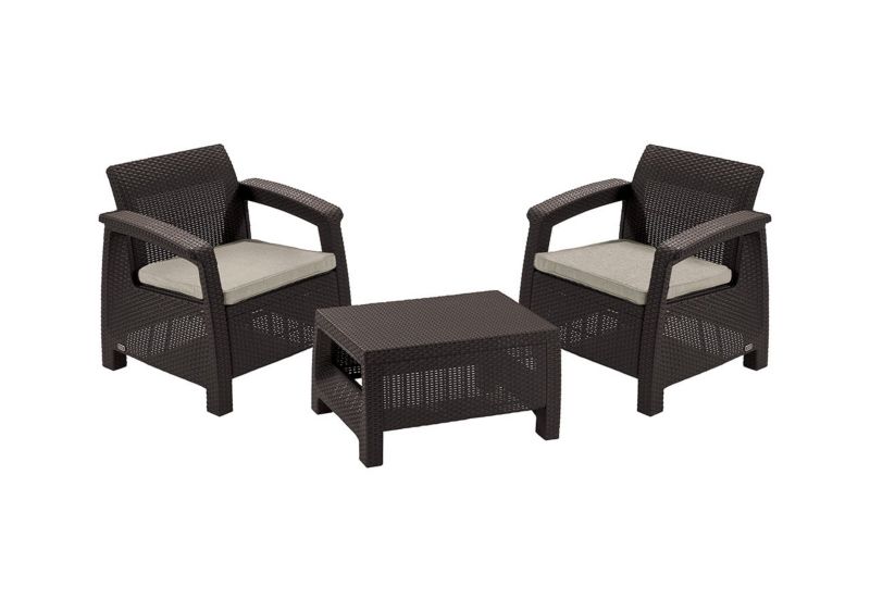 Zestaw Mebli ogrodowych Keter Corfu Weekend 2-osobowy Braz 1 kpl.