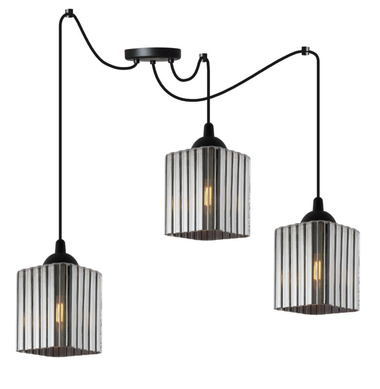 Lampa sufitowa wisząca Light Home LH Riffle Pająk 3x E27 60W czarny/grafit 1szt.