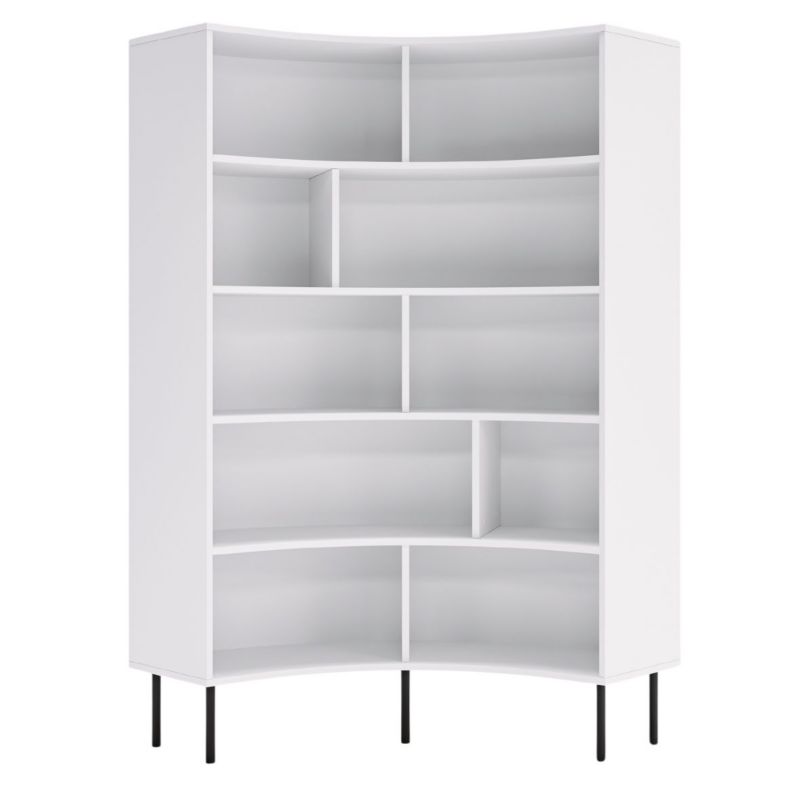 Narożny regał Skandica HORN z czarnymi nogami biały 1 szt.