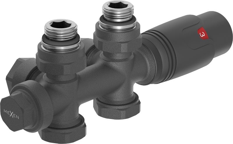 Zestaw termostatyczny prosty/kątowy Mexen G00 antracyt 1 szt.