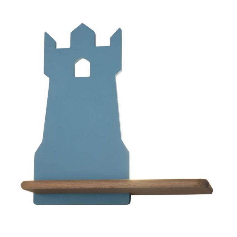 Kinkiet ścienny Candellux Tower jasne drewno z niebieskim LED 4W 4000K 200lm IP20 wym: 28,5 x 27 x 12 cm - 1 szt.