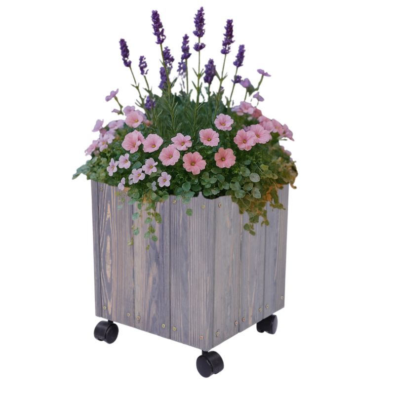 Donica drewniana MODO24 36x28x28 cm impregnowana szara na kółkach 1 szt.