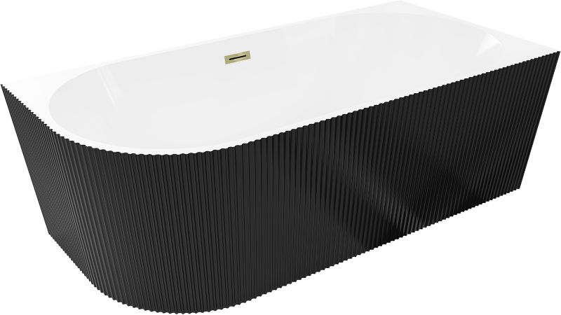 Wanna narożna Mexen Silo Biało/Czarna 150x75 cm przelew złoty 1 szt.