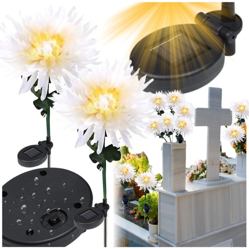 Lampa Solarna Chryzantema Led Gogarden Biała Ip44 75 Cm 2 Szt.