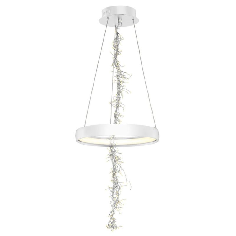 Lampa sufitowa wisząca Milagro Spark 2730 biało-srebrna szerokość 40 cm wbudowany LED 35W 1 szt.