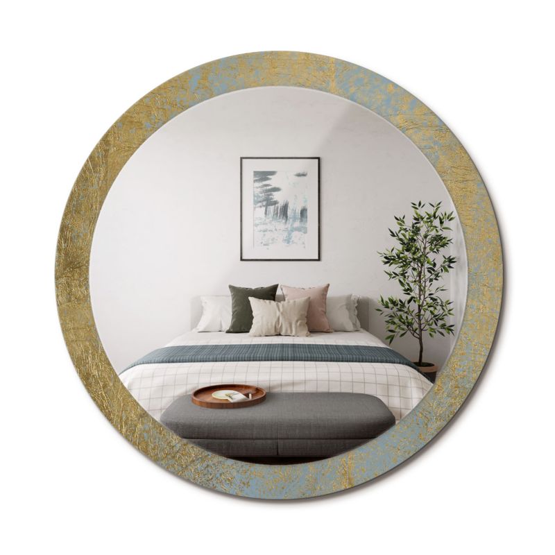 Lustro Okrągłe z Nadrukiem ArtPrintCave 90 cm Loftowy Wzór z Drukowaną Ramką do Przedpokoju 1 szt.