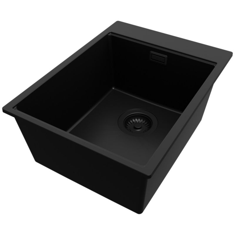 Zlewozmywak Oslo PRIMAGRAN Nablatowy 38x50cm do szafki od 40cm z Syfonem Cały Czarny 1 szt.