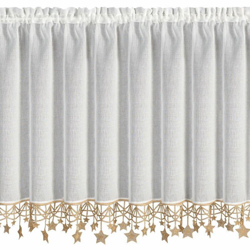 Zazdrostka Świąteczna Eurofirany 90X150 Cm Biała Złote Gwiazdki 1 szt.