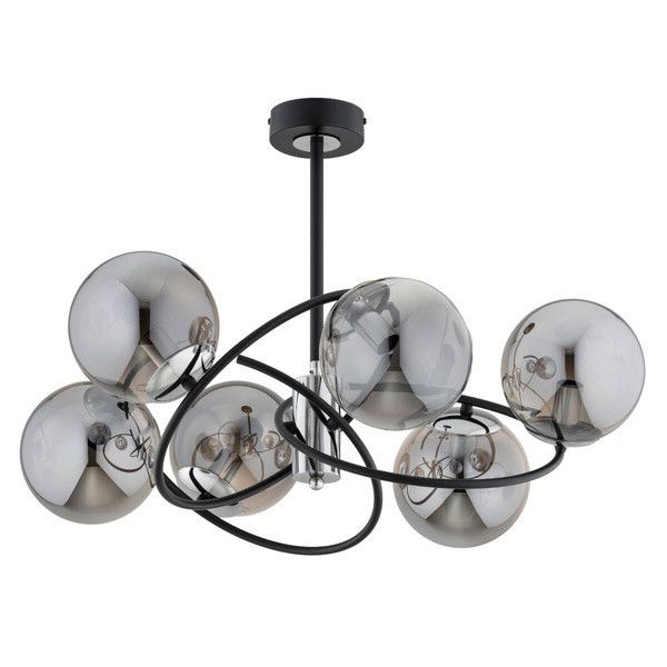 Lampa sufitowa Alfa Wiromat czarna-chromowana wym: 40 x 66 x 66 cm 6xE14 x 10W 1 szt.