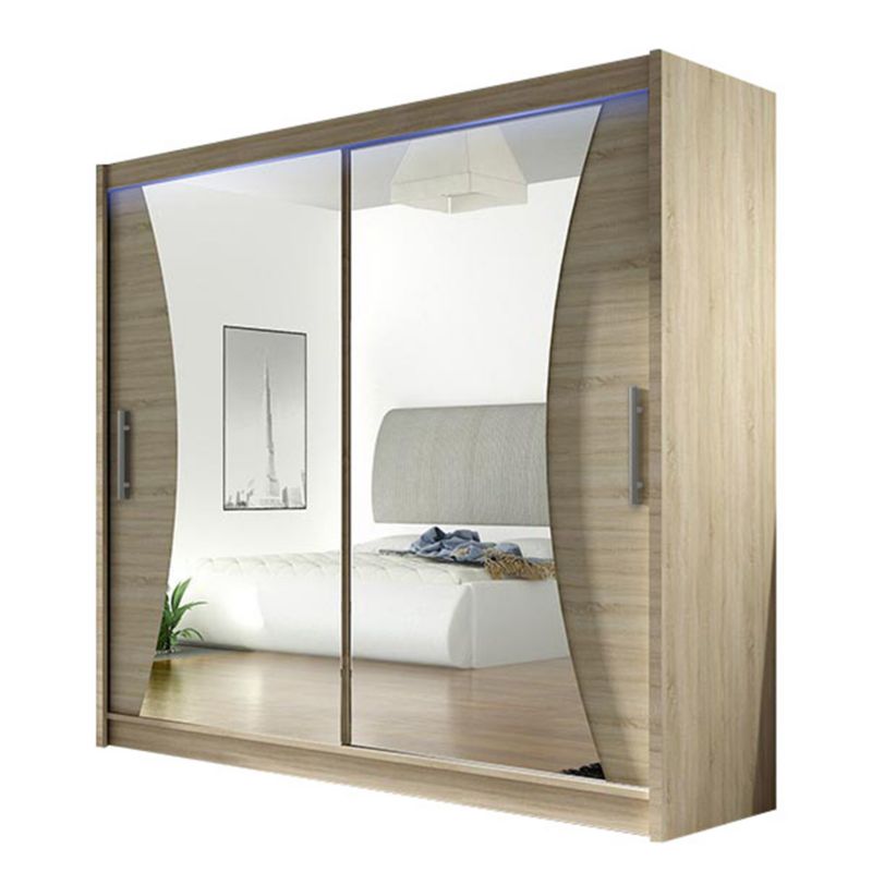 Szafa MIRJAN 24 z drzwiami przesuwnymi London V z oświetleniem RGB dąb sonoma/lustro 1 szt.