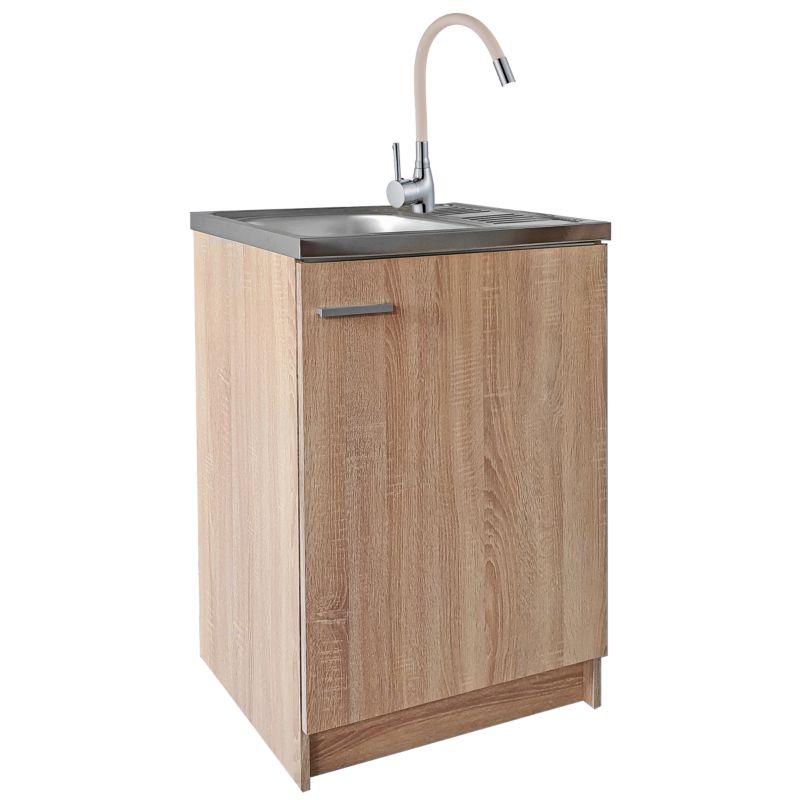 Szafka Kuchenna Stamar Sonoma 600x500mm + Zlew + Syfon + Bateria Elastyczna Beż 1 szt