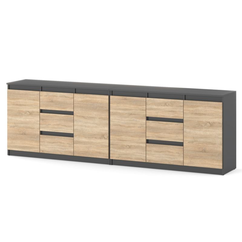 Komoda Hurtownia-Mebli Szuflady 6 Agna Best 240cm Szary Mat Dąb Sonoma 240x35x75 cm 1szt.
