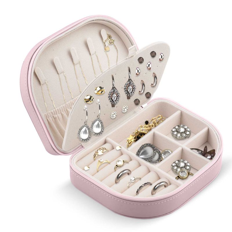 Szkatułka na biżuterię Massido MS-707 pudełko podróżne organizer różowy 1szt.