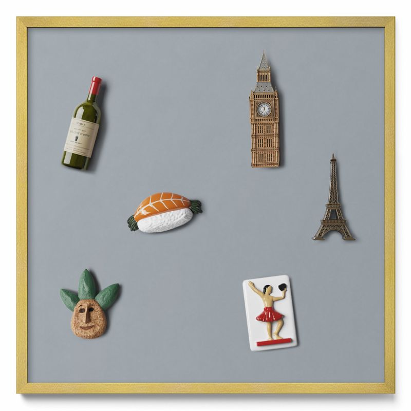 Tablica na notatki Tulup 50x50 cm Kolor szary w złotej ramie 1 szt.