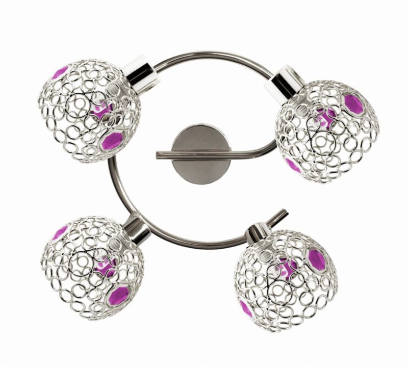 Lampa sufitowa wisząca Candellux Aron chromowana fioletowa wym: 17 x 44 x 44 cm 4xG9 x 40W 1 szt.