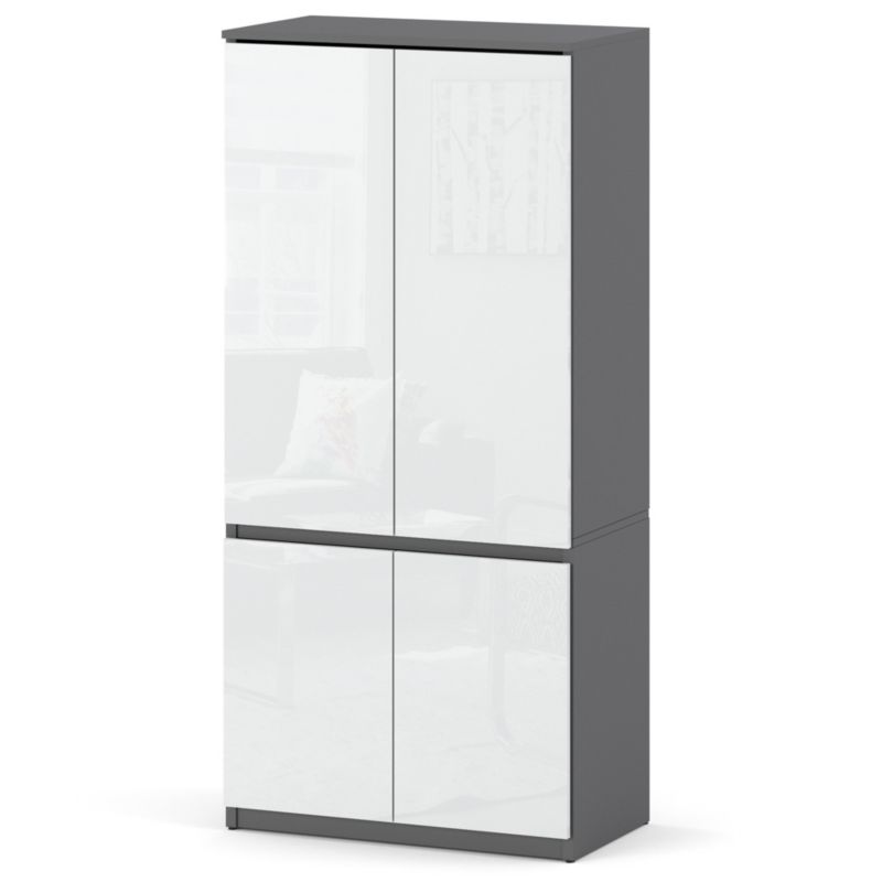 Szafa Hurtownia-Mebli 4 Drzwi Posti 80cm Szary Mat Biały Połysk 80x50x180 cm 1szt.