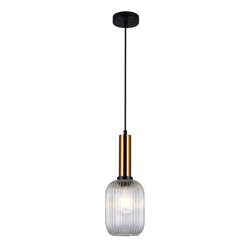Lampa sufitowa wisząca Italux Antiola 1393 czarna-mosiądz nowoczesna 1xE27 x 40W 1 szt.