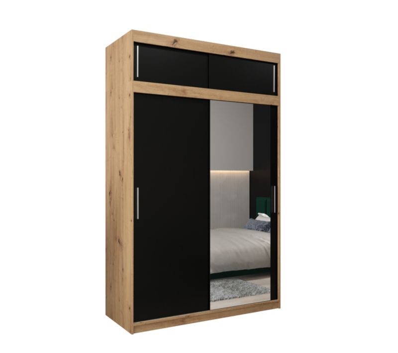 Szafa przesuwna Garderoba Abiks Tokyo 2 150 artisan + czarny z nadstawką 1 szt.
