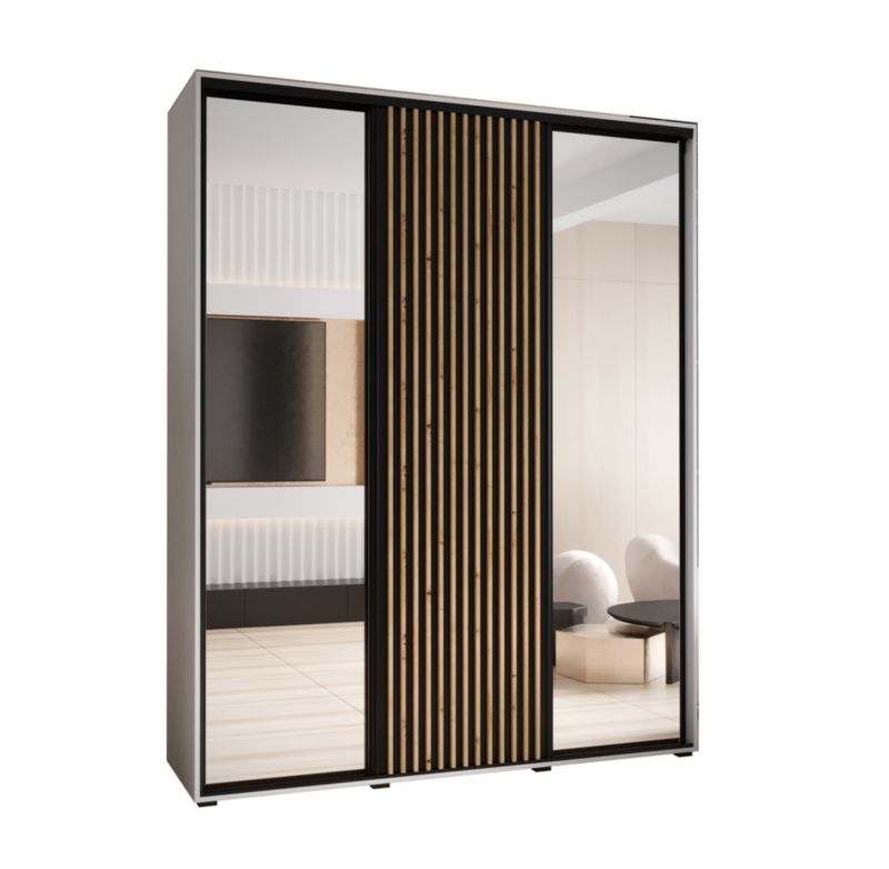 Szafa przesuwna Garderoba Abiks LANKO 2 190 gł. 60 biały/czarny 1 szt.