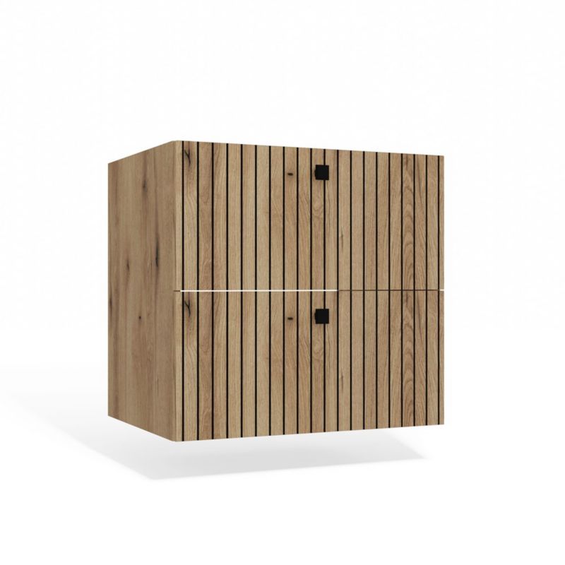 Szafka pod umywalkę Topeshop Tigo 60 2S dąb evoke 2 szuflady ryflowany front wisząca 45,5x60x57 cm 1 szt