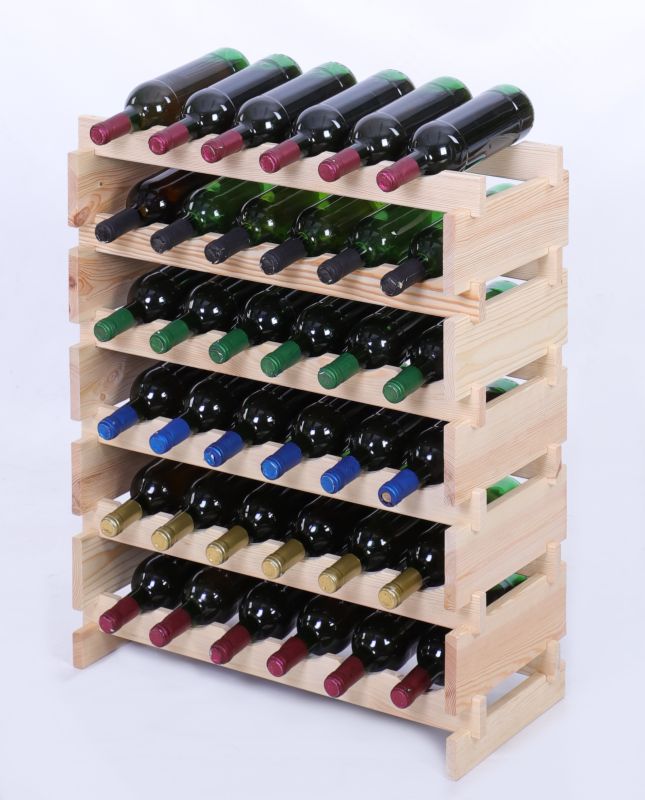Stojak na wino MODO24 regał modułowy na butelki 6 leżni x 6 butelek montaż bez narzędzi naturalne drewno 1 szt.