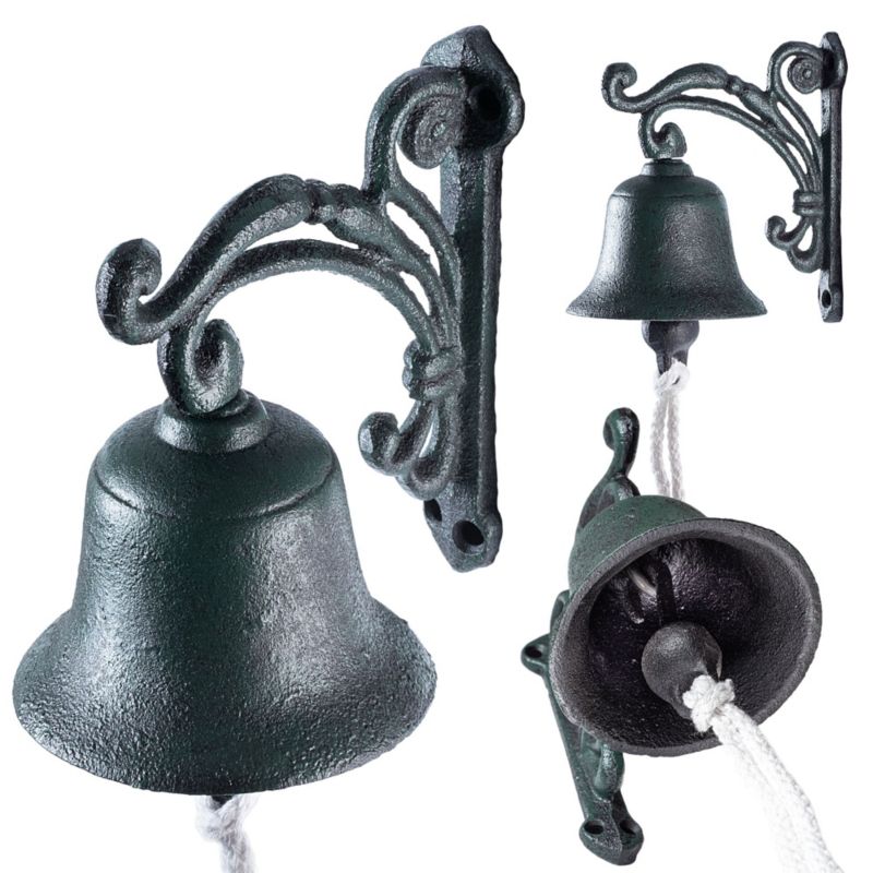 Dzwonek KADAX Żeliwny Do Drzwi Kołatka Ozdobny Dekoracyjny Dzwon Dzwoneczek Retro Szary 1 szt.