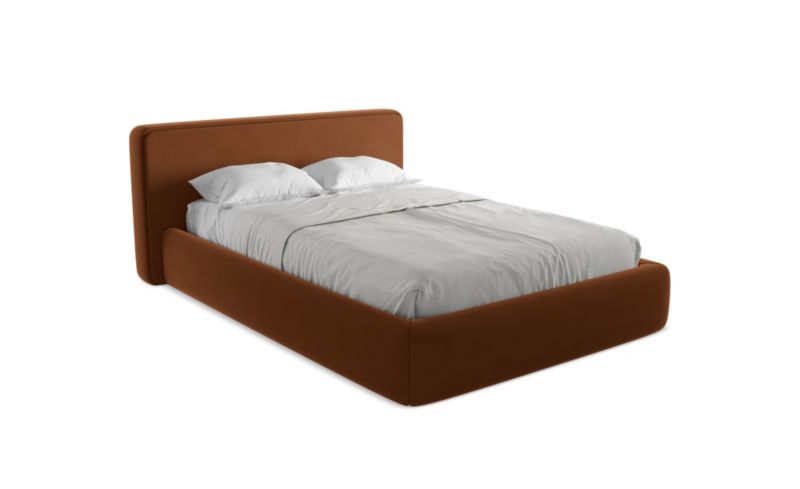 Łóżko LaMiaSofa Kiana z weluru 140x200 terakota 1 szt.
