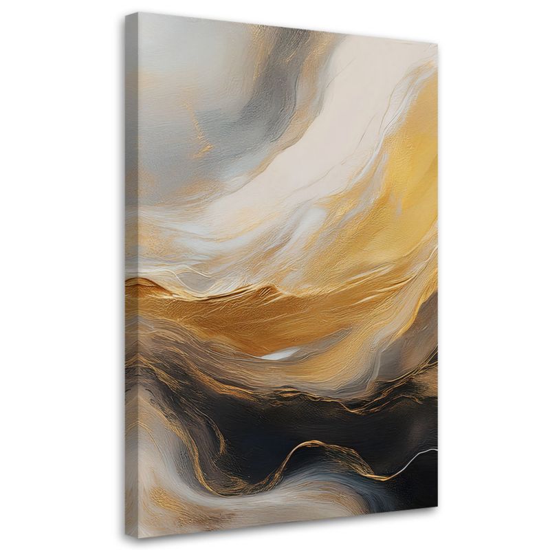 Obraz na płótnie Feeby Abstrakcja Marmur Tekstura Złoto Szary 70x100cm 1szt