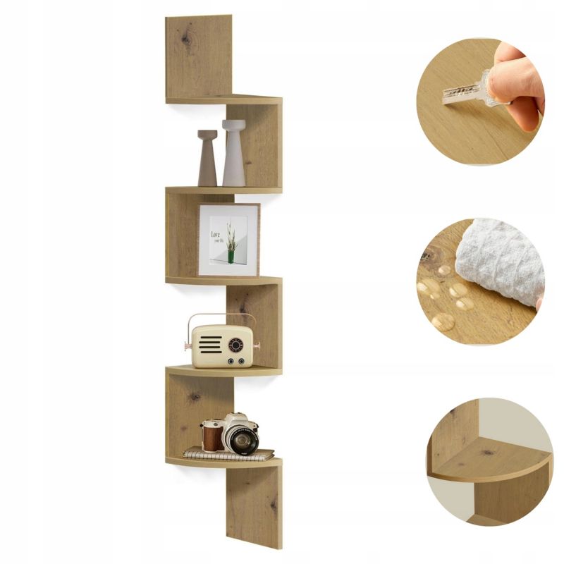 Półka wisząca Matkam regał narożny ZYGZAK dąb artisan 1 szt.