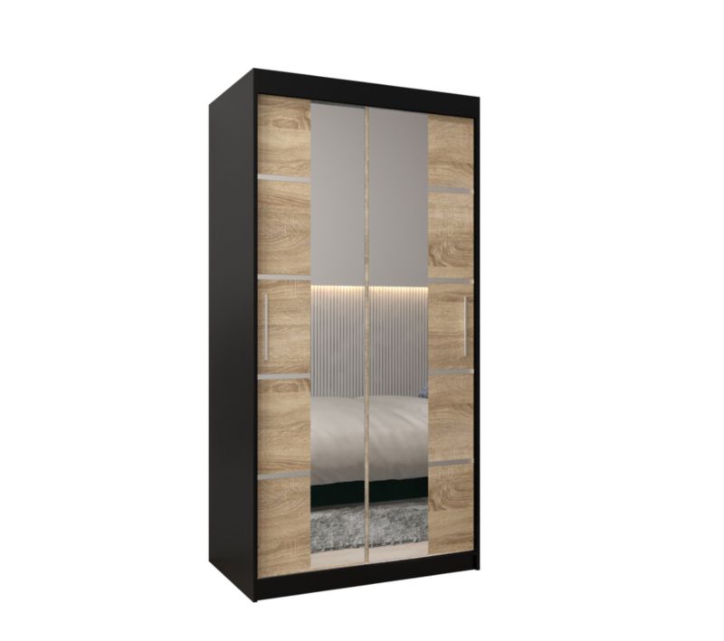 Szafa przesuwna Garderoba Abiks Verona 4 100 czarny + sonoma 1 szt.