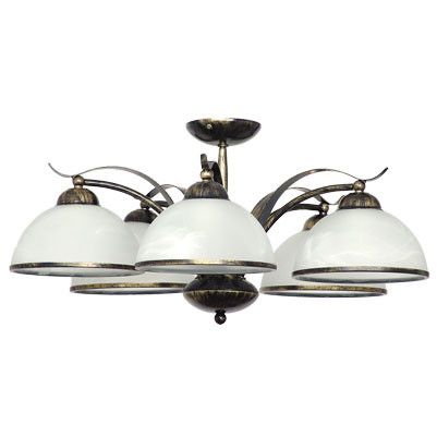 Lampa sufitowa wisząca Luminex Korfu złota patyna-biała wym: 28 x 64 x 64 cm 5xE27 x 15W 1 szt.