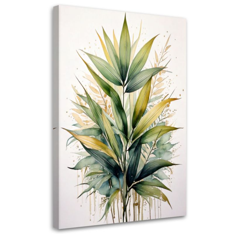 Obraz na płótnie Feeby Zielone Liście Akwarela Natura 80x120cm 1szt