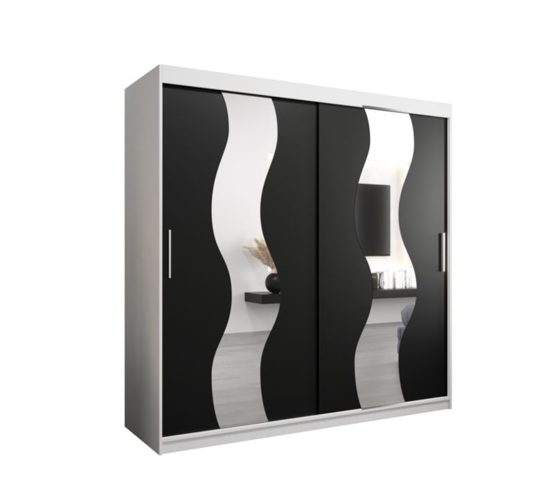 Szafa przesuwna Abiks SEWILLA 200 biały mat + czarny mat 1 szt.