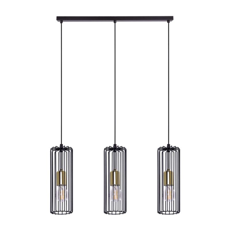 Lampa sufitowa wisząca Kaja Kaja Gabia 9625 czarno-złota industrialna 3xE27 x 50W 1 szt.