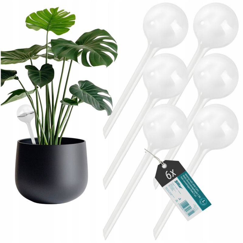 Nawadniacz, Sillar, kule nawadniające, do podlewania roślin, kwiatów, rozmiar L, 24cm, 250ml, biały, 6szt