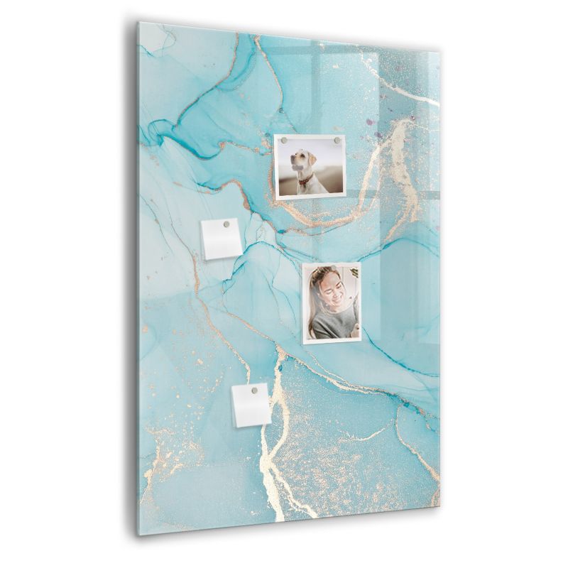 Szklana tablica magnetyczna Wallfluent 70x100 cm Ozdobny marmur Czarny marker 1 szt.