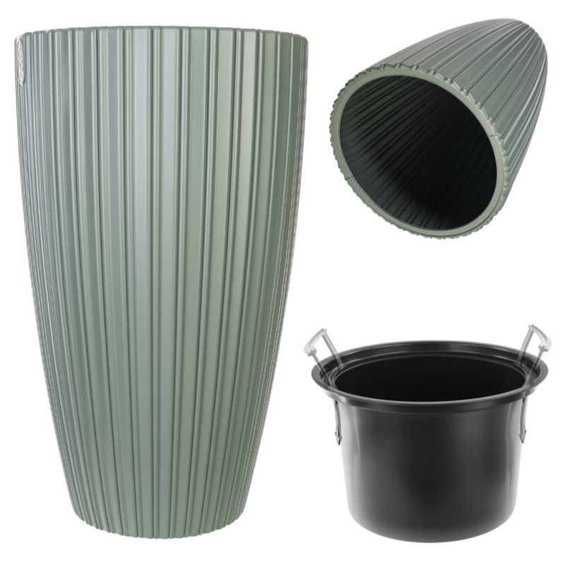 Doniczka KADAX Donica Na Kwiaty 30cm Osłonka Wkładem Kwietnik Plastikowa Zielona 1szt.