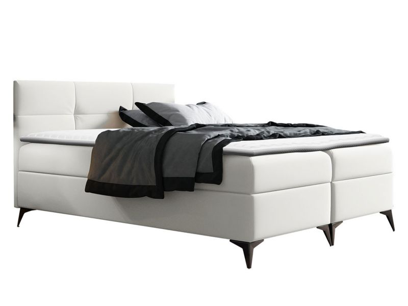 Łóżko kontynentalne MIRJAN 24 Figaro 180x200 biała ekoskóra 1 szt.