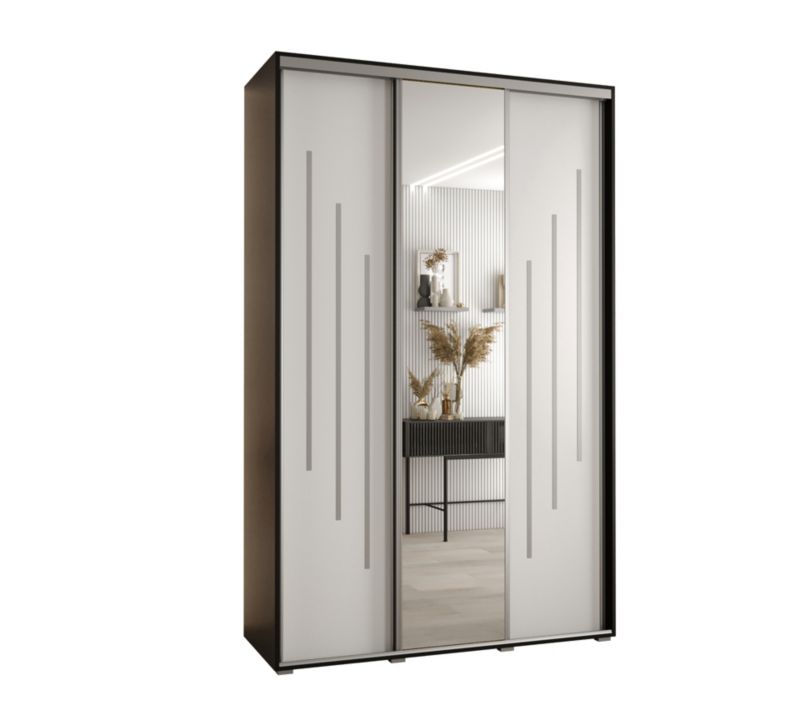 Szafa przesuwna Abiks DAVOS 9 wysoka szer.150cm gł.60cm czarny/biały/srebrny 1szt.